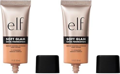 e.l.f. Soft Glam Foundation, Mittlere Deckkraft, Langanhaltende & Aufbauende Foundation Für Ein Glattes, Seidenmattes Finish, Vegan & Tierversuchsfrei, 35 Medium Cool (Packung mit 2)