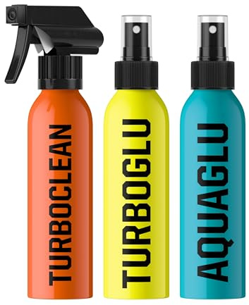 T1TAN Torwarthandschuh Grip Spray Bundle, TurboGlu, TurboClean, AquaGlu, 200ml pro Flasche, Fußball Torwart Gripspray, Glove Spray, Torwarthandschuhe Reiniger, Torwarthandschuh Pflege Set