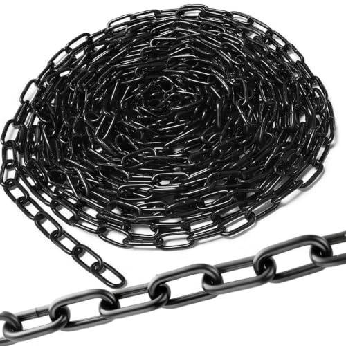 DUDUI 5m Starke Stahlkette, 4mm Kette Schwarz Kohlenstoffstahl Metallkette | Gliederkette Meterware, Sicherheitskette, Schaukelketten für Hängezäune, Kette Hängesessel