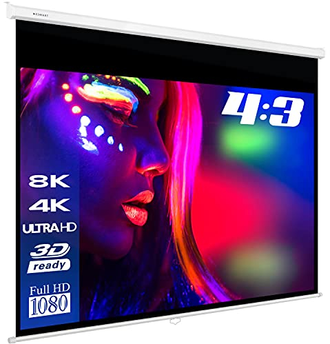 ESMART Profesional MIROLO Pantalla Manual 254 cm 234 x 176 cm (115) 4:3 | Pantalla de proyección de proyector de Cine en casa Pantalla de Enrollable LCD LED