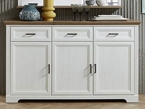 möbelando Sideboard Anrichte Standschrank Kommode Beistellschrank Schrank Jillana I Pinie hell/Artisan Eiche