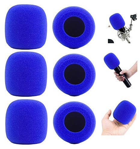 Microphone Cover, MeetRade 6 Pack Microphone Windscreen Foam Cover Mic Cover Audio Protector (Blue)