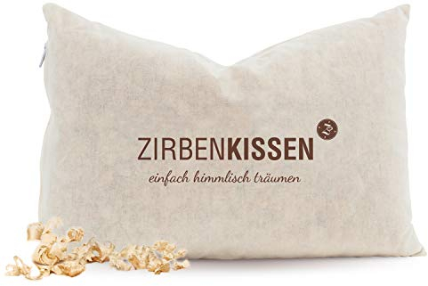 Zirben Familie® ZirbenKissen 30x20cm | Zierkissen gefüllt mit ZirbenFlocken ohne Staub oder Sägespäne | Duftkissen zum schlafen | für einen einzigartigen Zirbem Raumduft