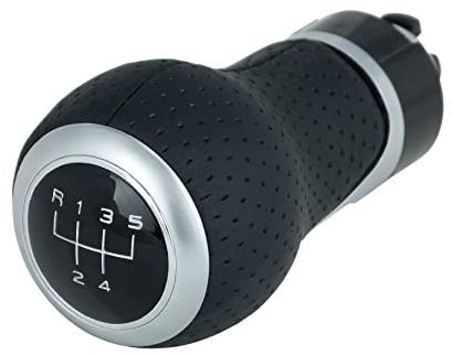 L & P Car Design L&P A0260-8 Schalthebel Schaltknauf Schwarz Silber 5 Gang 12mm Knauf Leder perforiert Plug Play Ersatzteil für VW Golf 2 II 3 III 4 IV 5 V 6 VI 7 Passat 3B B5 3C B6 Polo 6N 9N 6R