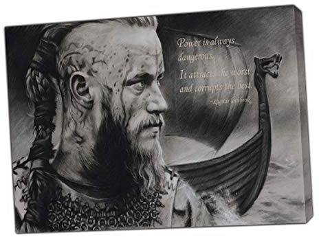 ARTSPRINTS Ragnar Lothbrok Zitat Wikinger Bild Fotodruck auf gerahmter Leinwand, Wandkunst, Heimdekoration, 60 x 40 cm, 18 mm Tiefe