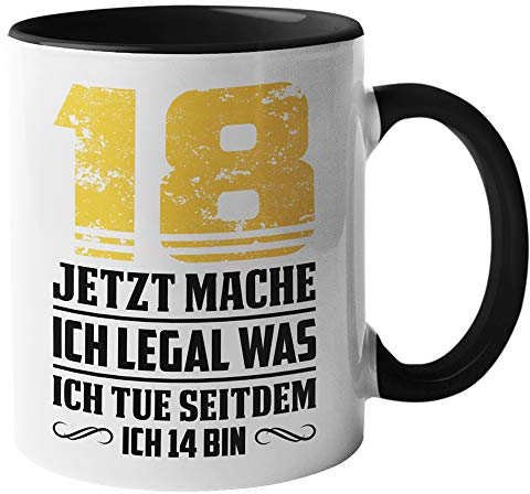 Taza 18 cumpleaños regalo, regalo de año completo, taza de regalo, 18 años de edad, taza de café, chica, regalo de cumpleaños
