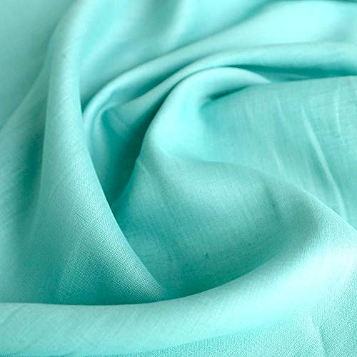 TOLKO Baumwollstoffe Sommer Batist aus Baumwolle mit Leinen | weicher Nesselstoff als Modestoff Kleiderstoff Dekostoff | Stoffe zum Nähen Meterware (Aqua Blau)