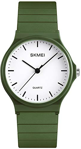 Orologio analogico al quarzo unisex, cinturino in silicone, sportivo, verde