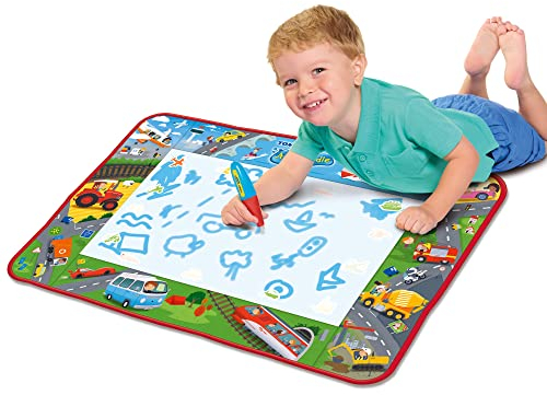 Aquadoodle E73268 Vehicle Adventure Doodle, Official Tomy No Mess Colouring & Drawing Game, Water Play Mat, Magic Pen, Suitable for Toddlers and Children Aged 18 Months+