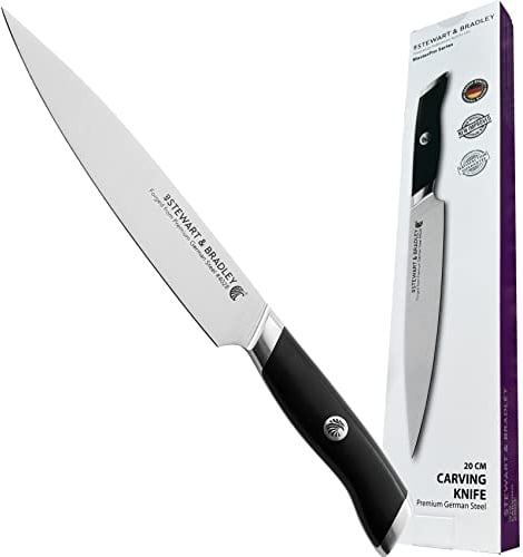 STEWART & BRADLEY 8-Inch Carving Knife - Ultra-Sharp German Steel Blade, Ergonomic Handle, Professional Kitchen Knife for Home or Restaurant Use