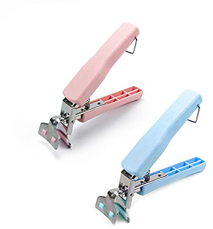 Pince acier inoxydable bol casserole Pinces Retriever Pince anti-vaisselle chaude Clip anti-bol chaud pour déplacer plaque chauffante bols plateau disque instantané pot micro-ondes 2 pièces rose bleu