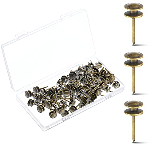 Doppelkopf-Bilderaufhänger, Nägel, kleiner Kopf, hängende Nägel, Bild, Foto, hängende Haken, Nadeln, dekorative Nagelhaken, Aufhänger für Zuhause, Büro, Schule (Bronze, 50 Stück)