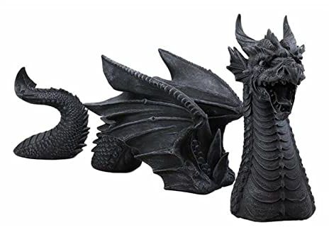 Dragon Jardin Statues Ornements Grande Résine Gothique Dragon Ornement Fantaisie Animal Dragon Sculpture Art Jardin Décoration pour Extérieur Pelouse Château Fossé Douleur dans