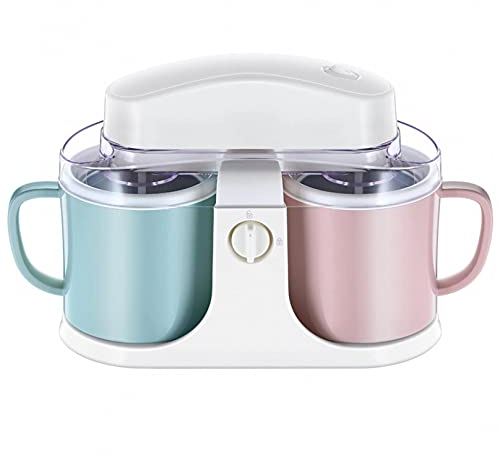 RONGJJ Heladera Eléctrica Portátil Multifuncional, Máquina De Helado De Doble Cubeta, Paleta Mezcladora Desmontable para Hacer Deliciosos Helados Suaves