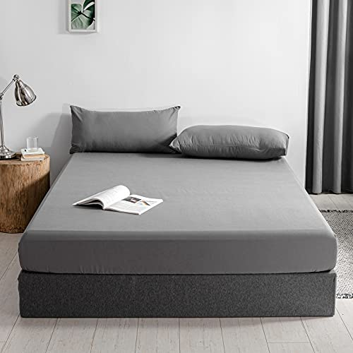 Good Nite Drap Housse 120x200cm Gris Microfibre Poche Extra Profonde 30cm Doux et Respirant Lavable en Machine