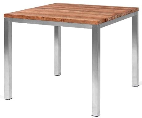 OUTLIV. Rimini Gartentisch 90x90 cm mit Gestell aus Edelstahl und Tischplatte aus recyceltem Teakholz, jeder Tisch ist einzigartig, für 4 Personen