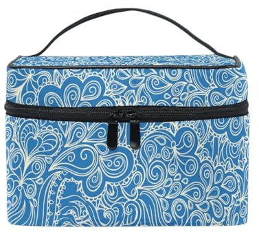 Trousse de maquillage pour femme, fleur de pommier et oiseaux - Grande trousse de rangement pour maquillage - Trousse de toilette de voyage avec compartiments, Vintage 177, 23x17x16cm, Vanity