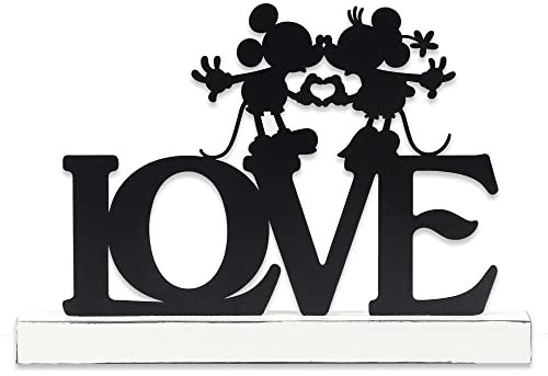 Open Road Brands Disney Micky Maus und Minnie küssende Silhouetten, Wanddekoration, Metall, Retro, Schwarz/Weiß, Querformat, Liebe, Schlafzimmer, Spielzimmer