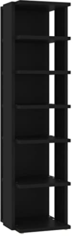 vidaXL Schuhschrank mit 6 Fächern Schuhablage Schuhregal Schuhaufbewahrung Schuhständer Schuhorganizer Schwarz 25x27x102cm Holzwerkstoff