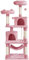 costoffs Tall Cat Tree 158cm Sisal Scratching Posts Cats Tower with Plush Condo Nest Hammock Kitten Furniture Adult Cats Activity Centre, Pink