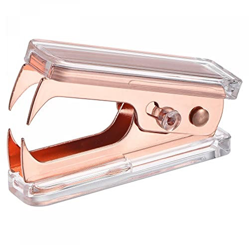 sourcing map Staple Remover Tool, Staplers Puller with Acrylic Body Metal Jaws for Office Home Desktop Accessories Rose Gold