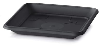 Soucoupe carrée pour pot de fleurs, 14 x 14 cm, PKWT14, pour intérieur et extérieur, noir, en plastique