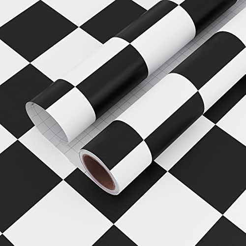 VaryPaper Tapeten Schwarz Weiß 40cm×8m Vinyl Fliesen Wand Selbstklebend Wandtapete Fliesenoptik Klebefolie Küchentapete Abwaschbare Tapete Küchenrückwand Bad Boden Vinyl Tapete Wohnzimmer Dekofolie