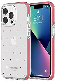 kate spade new york Protective Hardshell Case for iPhone 13 Pro - Pin Dot Ombre Pink/Clear