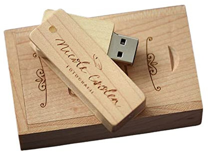 RXFSP 4G Clé USB gravée personnalisée, Cadeau personnalisé gravé en Bois Massif USB Flash Drive pour Mariage, Remise des diplômes, Anniversaire, fête des pères, fête des mères