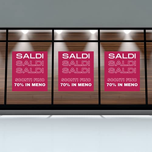Adesivi attacca stacca per Allestimento Vetrine Negozio Vetrofanie Saldi Estivi, Adesivo promozionale 60 x 40 cm rimovibile