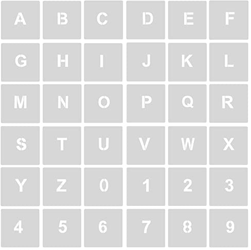 AIEX 36 Stück Schablonen Buchstaben und Zahlen, Schablonen, Buchstaben, 2,5 cm, wiederverwendbar, Alphabet, Nummern, Kunststoff-Schablonen, Buchstaben, Alphabet, für Holzschild, Kuchen, Malerei,
