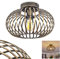 Deckenleuchte Oravi, Deckenlampe aus Metall in Gold-antik/Schwarz, mit Gitterschirm, Ø 30 cm, 1-flammig, E27-Fassung, ohne Leuchtmittel, Moderne Leuchte mit Lichtspiel