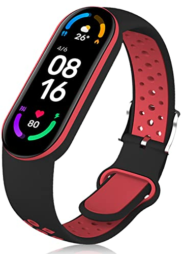 Th-some Armband für Xiaomi Mi Band 7, Verstellbares Sport Ersatzarmband für Xiaomi Mi Band 6/Xiaomi Mi Band 5 Smartwatch, Silikon Sport Uhrenarmband Kompatibel mit Xiaomi Mi Band 7/6/5