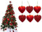 6pc Large Glitter & Matte Heart Baubles - Great Christmas Tree Decorations, Heart Baubles (Red)