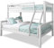 Triple Bunk Bed, 4ft6 Double & 3ft Single Wooden Bunk Beds with Ladder Triple Sleeper Kids Bunk Bed, Solid Pine Wood Frame Children Single Double Bed Frame, White L199cm x W143cm x H144