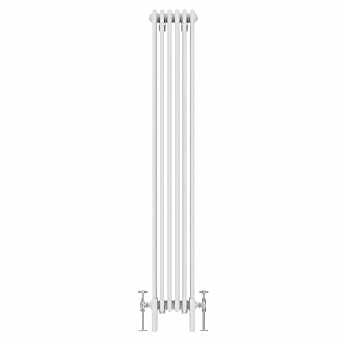 WarmeHaus 1800x290mm Vertical Traditional 4 Column White Cast Iron Style Radiator Central Heating