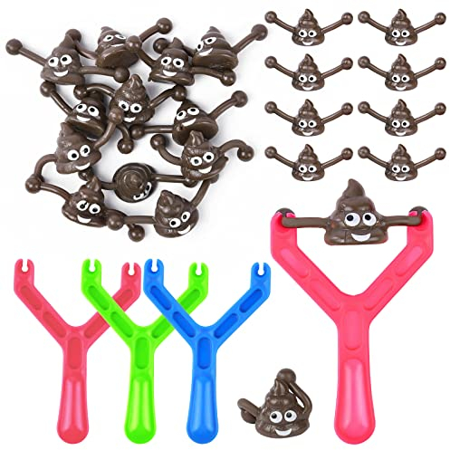Ainiv Poop Slingshot Toy, Funny Slingshot, Poo Slingshot, Lustige Katapult Poo Schleude für Kinder und Erwachsene,, Stressabbau-Spielzeug(3 Sling + 12 Slingshot)
