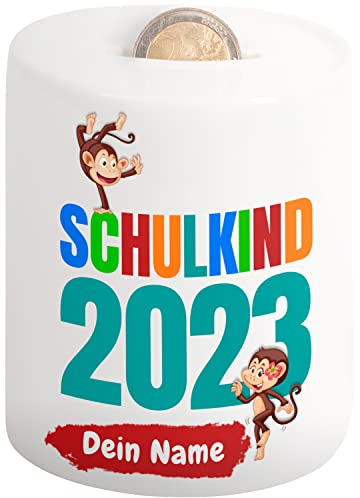 Spardose für Mädchen und Jungen „Schulkind 2025“ – personalisiertes Geschenk zur Einschulung mit Namen des Schulkinds - Geldgeschenk zum Schulstart - Sparschwein für ABC-Schützen