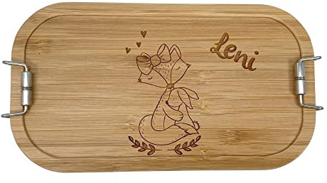 KIDSLINO Brotdose personalisiert, Brotdose Kinder, Brotdose Fuchs und Hase, Brotdose mit Namen, Kindergarten Brotdose