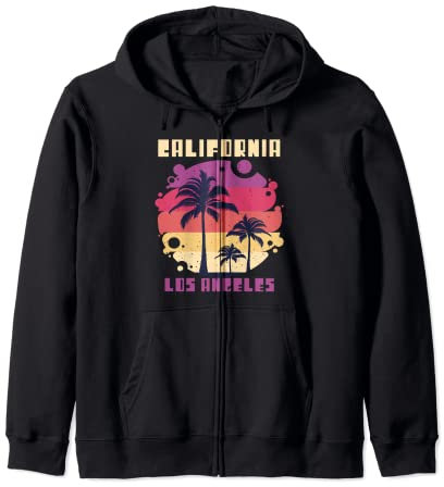 Retro Palma California Los Angeles Vacanza Oceano Felpa con Cappuccio