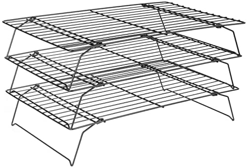 CUESVAP 3-lagiges Abkühlgitter, Stapelbar, Klappbar Kuchengitter Auskühlgitter, Brot Backen Zubehör für Kuchen, Grillen, Kekse & Plätzchen, 15.74×9.84In/40 x 25 cm