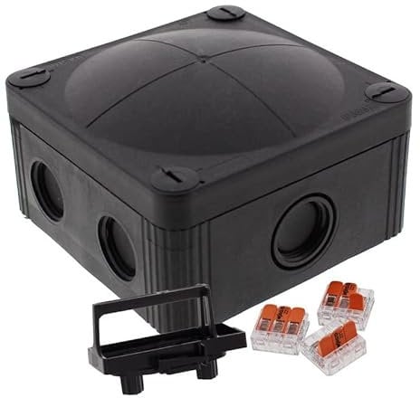 Wiska Combi 407 BK Polypropylene 95 x 95 x 60mm Enclosure Black IP66 3 x 3 Pole Wago Connectors – 10109673