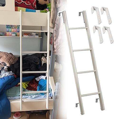 Hochbett Leiter 116/130/140/150 cm Etagenbettleiter, Kurze Wohnmobil-Etagenleiter mit Haken, Weiße Ersatz-Kletterleiter für Wohnheim-Wohnmobil (Size : 116cm/45)