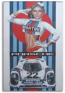 JIYUN Vintage Supercar Poster Porsche Girl Art Poster Dekorative Malerei Leinwand Wandposter und Kunstbild Druck Moderne Familie Schlafzimmer Dekor Poster 60 x 90 cm
