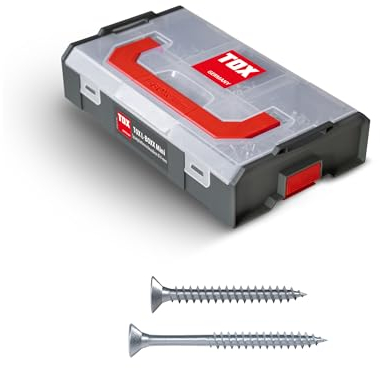 TOX L-BOXX Mini vis pour panneaux d'aggloméré 4 mm assortiment TX, adaptables individuellement, empilables et encliquetables entre elles, vis à bois avec entraînement TX incluses, 500 pces, 094903207