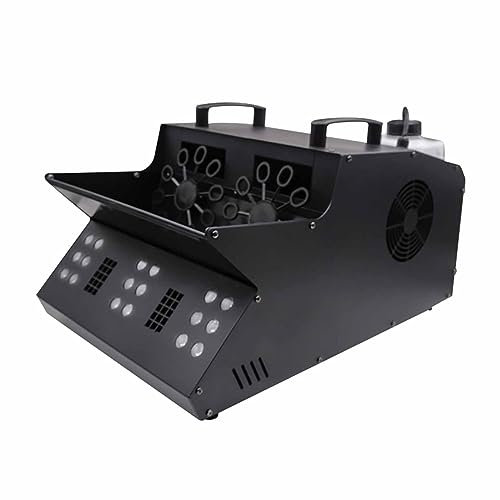 LANAZU Máquina Todo en 1 de Burbujas de Humo, máquina de Burbujas de Humo LED de Doble Rueda, máquina de Burbujas de Humo con atmósfera de Boda, Adecuada para Bodas, Fiestas