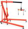 VEVOR Motorheber Motorkran 2t, Werkstattkran + Nivellierer für Motorheber 680 kg, Klappbarer Motorhalter Hochleistungsstahl Motorkran, Werkstatt Kran Getriebeheber Hebekran Ladekran Orange + Schwarz