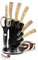 Excelsa Black Wood Ceppo Coltelli 8 Pezzi, Manico Legno Naturale, Lama Nera, Acciaio INOX