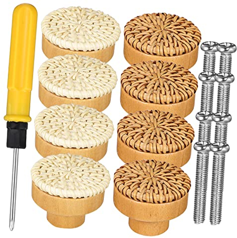 Hemobllo 1 Satz Runder Kuchen Rattanknöpfe Wickelaufsatz Malm Kommode Bauernknäufe Für Schubladen Komode Knöpfe Für Kommode Schubladengriff Dekorative Griffe Türknauf Anhänger Schrank Holz