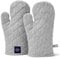 Encasa Homes Long 18x30 cm Guantes de Mano para Microondas para Horno (2 pcs Set) para Cocinar y Hornear en la Cocina - Resistente al Calor, Grueso y Seguro - Ticking Negro